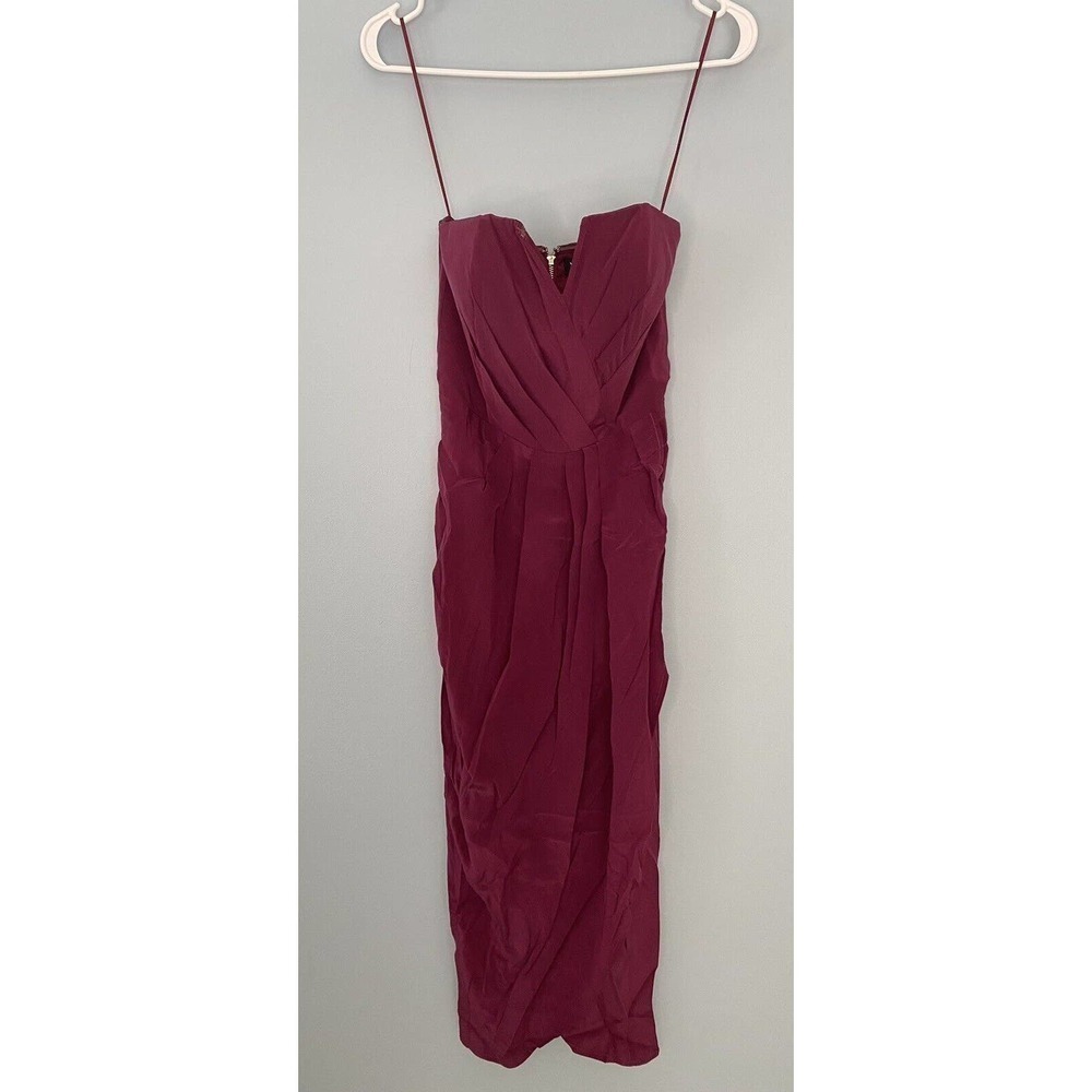 Yumi Kim Glamour Night MIDI Dress Silk Burgundy Size XS NWT! Retail $268 - Picture 2 of 8